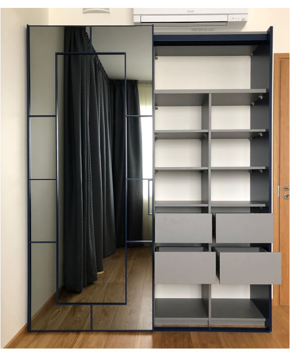 33 sisseehitatud kapp peegliga, liuguste profiil Grande